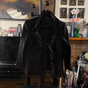 Samuel Dong Black Ruffled Women's Blazer
